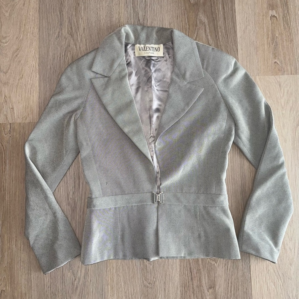 Valentino Vintage 1970s Women’s Gray Blazer - Size Medium/Large